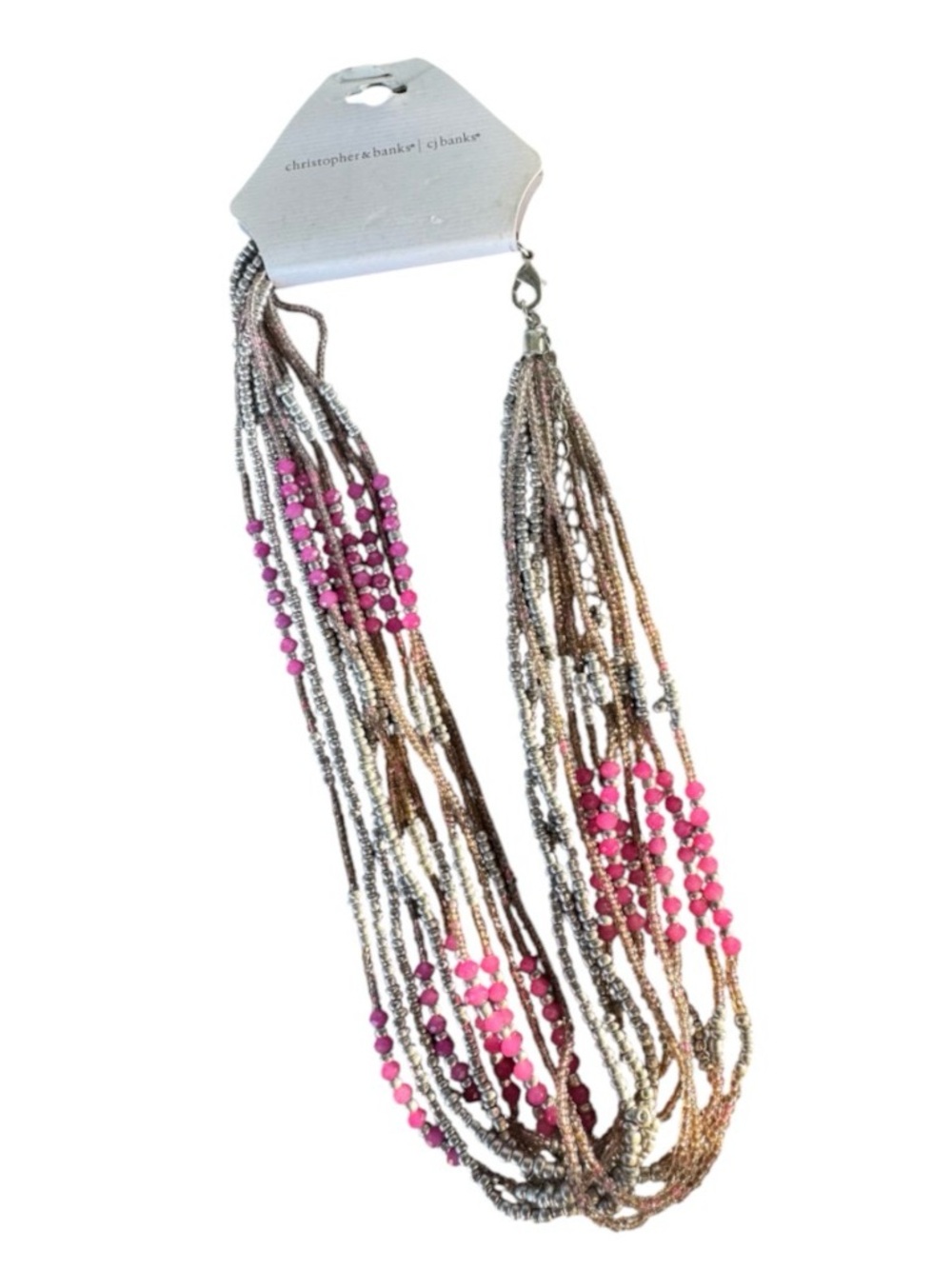Christopher & Banks Pink Multi-Strand Beaded Necklace